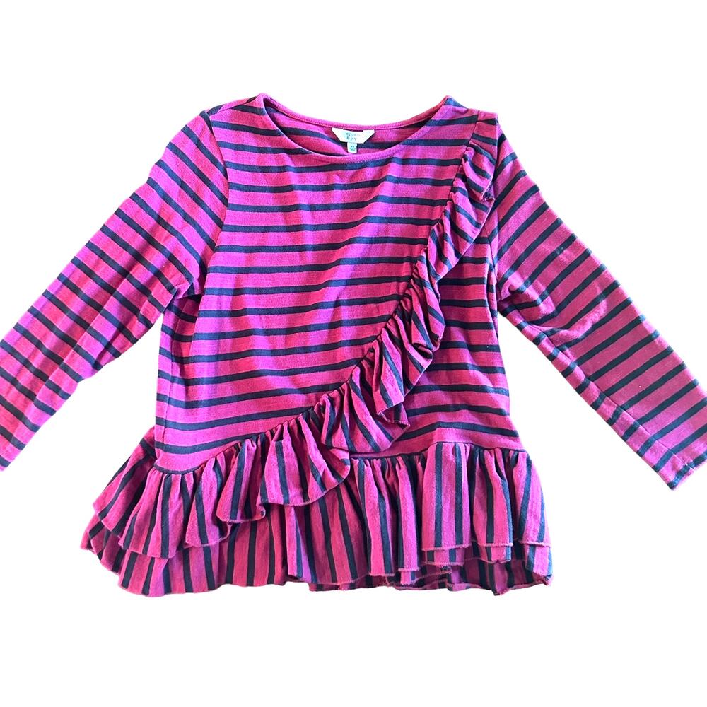 Crown & Ivy top purple navy stripe with ruffles Size XS